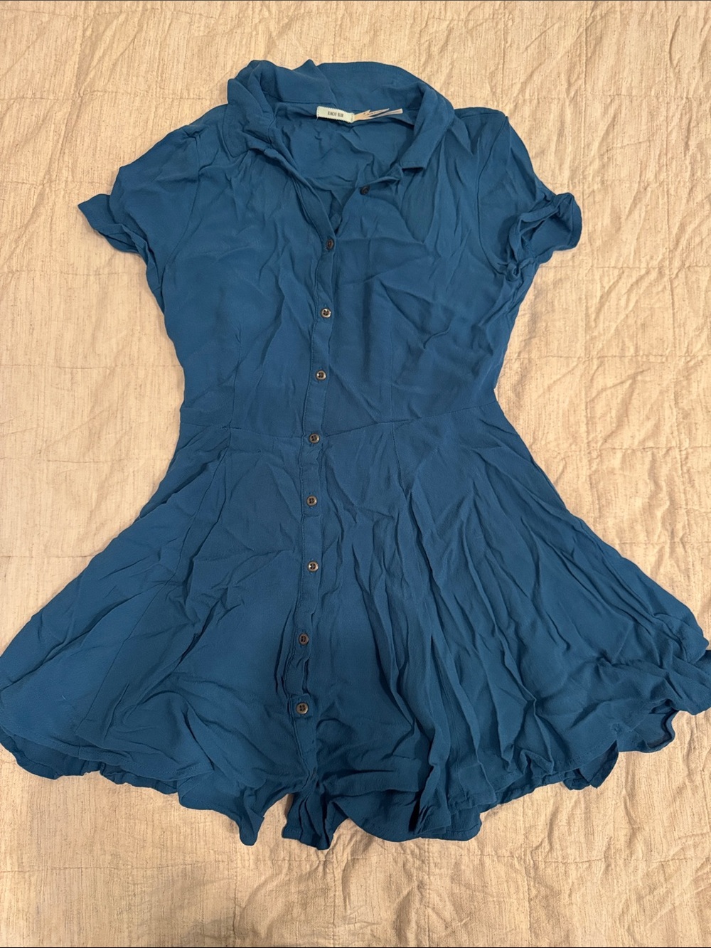 Kimchi Blue Teal Blue Button-Front Mini Dress